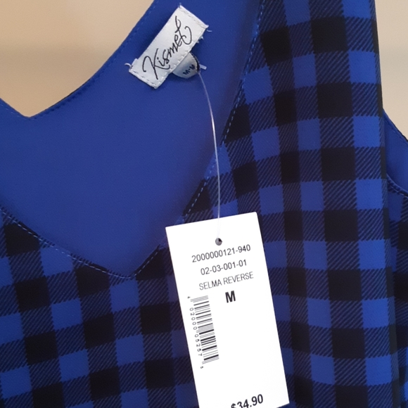 Kismet blue and black checked tank top - Picture 2 of 3